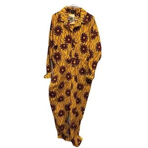 Ofuure Jumpsuit By Tehilah Orange Red Floral XXXL New Pockets Cotton Colorful